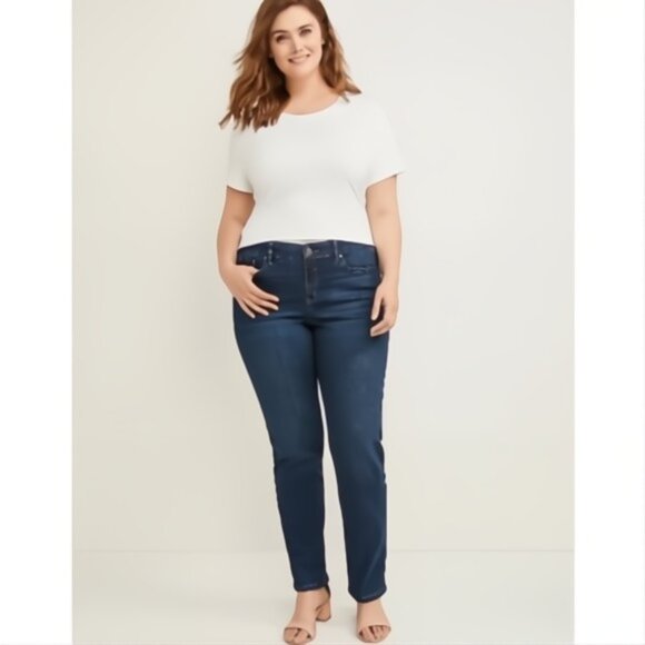 Lane Bryant Mid Rise Signature Fit Flex Magic Waistband Straight Jeans 14 - Picture 1 of 3